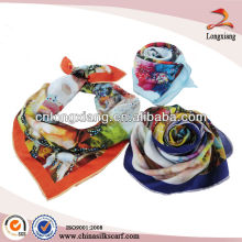 90 * 90 de alta calidad de impresión digital de seda de satén cuadrado bufanda